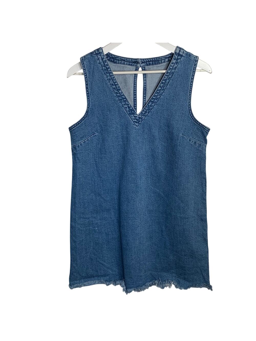 Asos Sleeveless V-neck Jumper Tunic Raw Hem Dress W-936 Sz 10